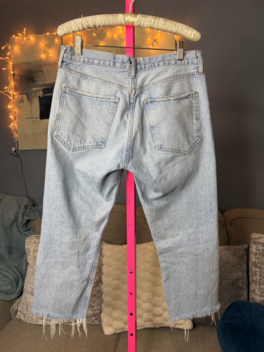 AGOLDE Jamie Organic Cotton Distressed Cropped Jeans Size 29 Light Wash ❣️ - Picture 7 of 7
